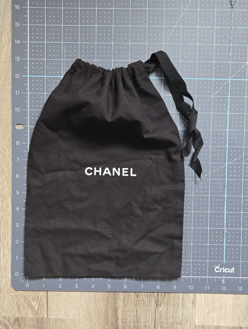 Chanel Dust Bag Black Drawstring Storage Bag Purse Protector 14x9.5